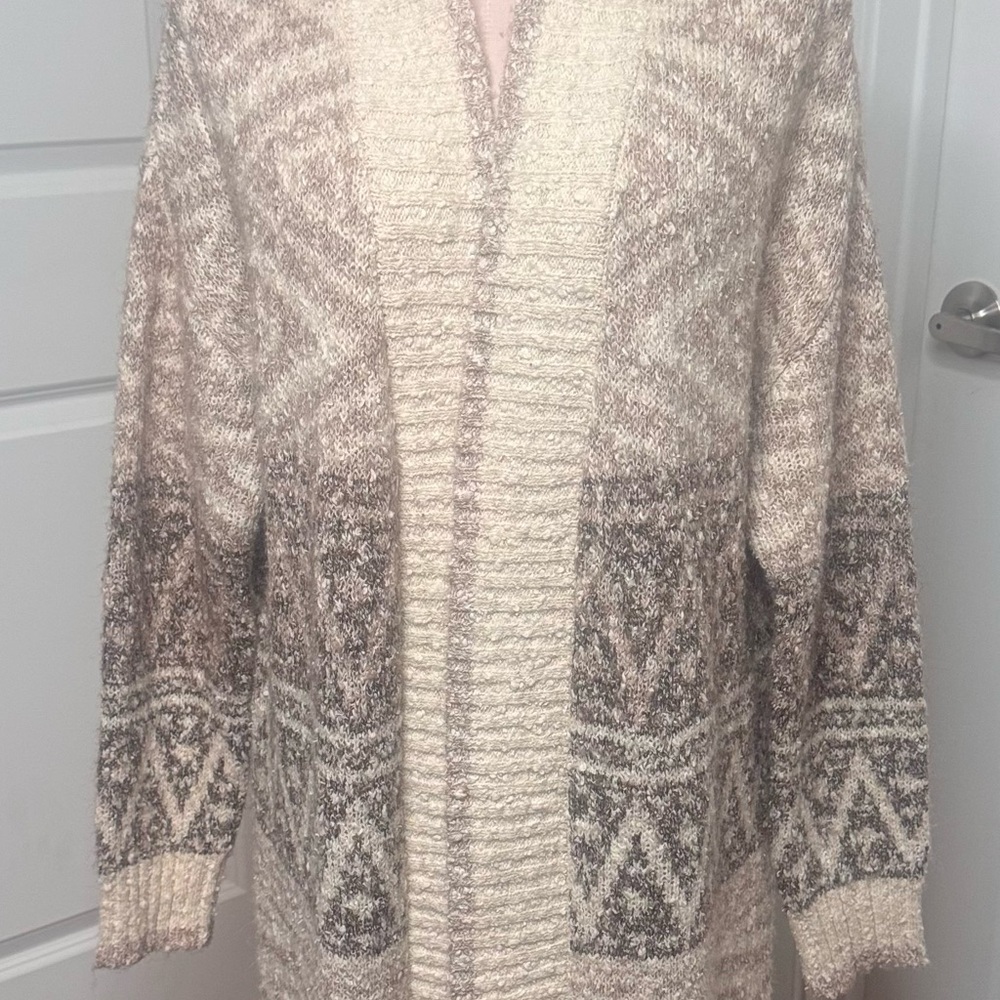 Joie Patterned Cowl Sweater - Cream and Gray
